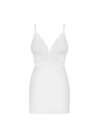 Черный демисезонный эротичная облегающая сорочка padded сhemise 810-che-2 с кружевным лифом, белая Obsessive