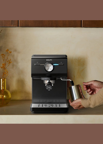 Кофеварка рожковая Authentic C50 2л, молотая, ручной капучинатор, 15 бар, черный Krups (314779853)
