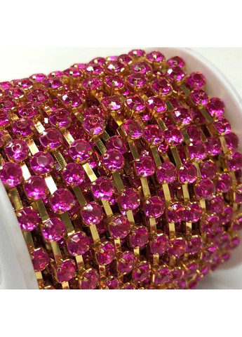 1м - Стразовая цепь SS 18 (4,5 мм) Акриловый малиновый кристалл в золоте Plus-plus (352746356)