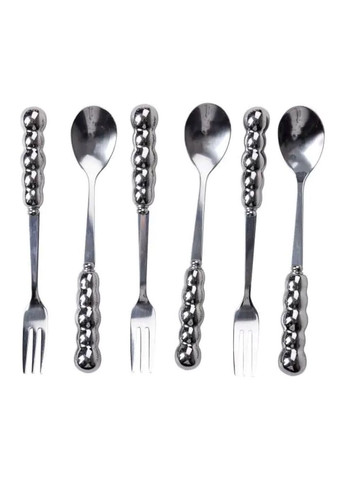 Набор десертных вилок и ложек на 3 персоны с подставкой из керамики 7 предметов HP-20-61 (A-033756) Yiwu (352274567)