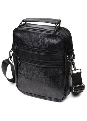 Чоловіча шкіряна сумка через плече практичний месенджер із натуральної шкіри з ручкою чорна 19*25*6,5 см Vintage (329151874)