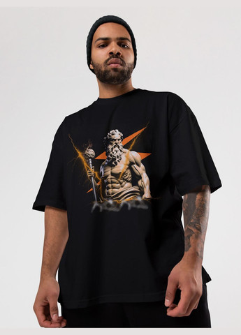 Чорна чоловіча футболка оверсайз urban чорна щільна з довгим рукавом Mishe