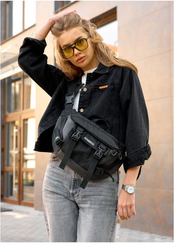 Большая женская поясная сумка бананка с отделением для планшета Черная (884038721) Sambag (361244654)