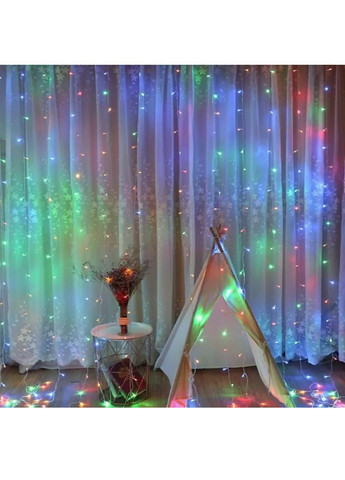 Гірлянда штора водоспад світлодіодна новорічна з роботою від мережі контролером 2х1,5 м 320 лампочок (481883-Prob) Різнобарвна Unbranded (367775609)