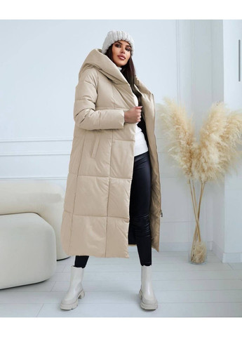 Бежевая зимняя зимняя куртка на змейке + кнопки Stylish Touch