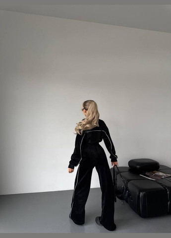 Жіночий спортивний костюм укорочений бомбер та штани вільного крою MonCher (334256856)