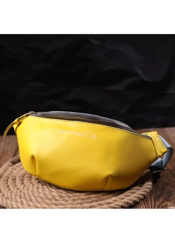Патріотична шкіряна сумка-бананка Серце 16760 Жовто-блакитна Grande Pelle (385209514)