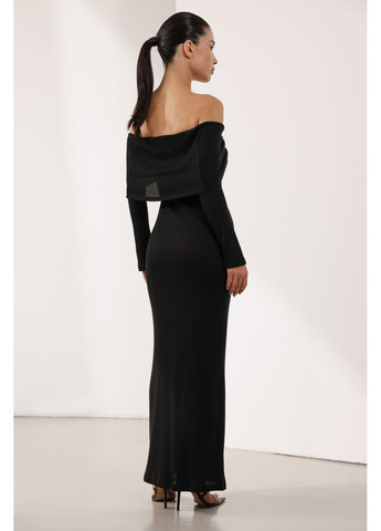 Черное платье макси с открытыми плечами tall молочный 788-1 Papaya