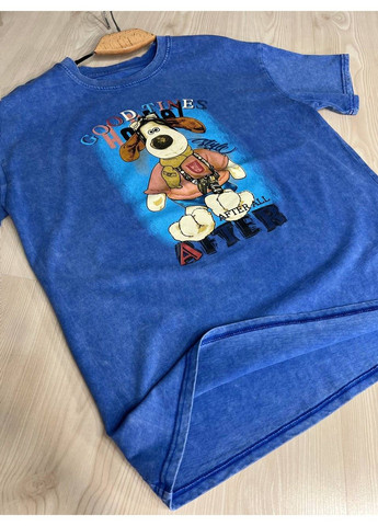 Футболка женская YIGOU 74 тай дай оверсайз с принтом собака No Brand - (329655376)