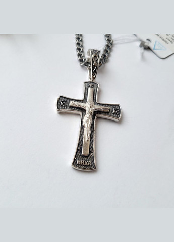 Срібний прямий хрест із розплетенням срібло 925 проби Чорнене п87 13.72г No Brand (306741236)