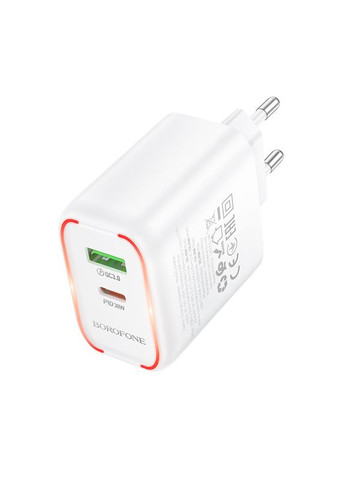 Мережевий зарядний пристрій PD30W+QC3.0 charger (EU) White (6941991119361) Borofone BA89A Destello (361346799)