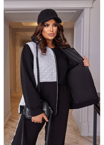 Женский утеплённый костюм чёрный с белыми стёгаными вставками на флисе Bonita Спортивний костюм (361044682)