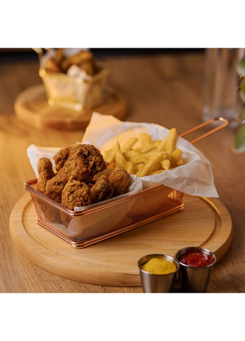 Кошик сервірувальний для подачі фрі та снеків 21х11.5х5.5 см з нержавіючої сталі Рожевий HP-19-11-R (A-033469) Zhongjing (361242421)