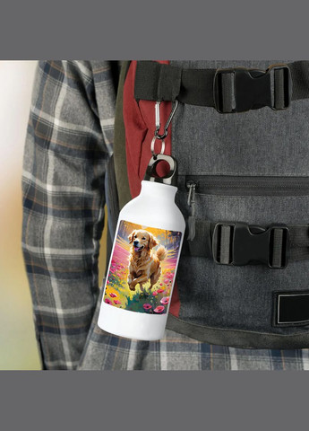Фляга (пляшка) для води з карабіном Собака (Туристична, Для кемпінгу, Для спорту) #04 500 мл Білий No Brand (323639259)
