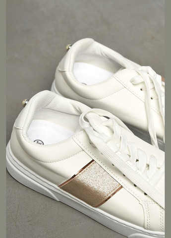 Кроссовки женские белого цвета на шнуровке Let's Shop белые демисезоны (315913380)