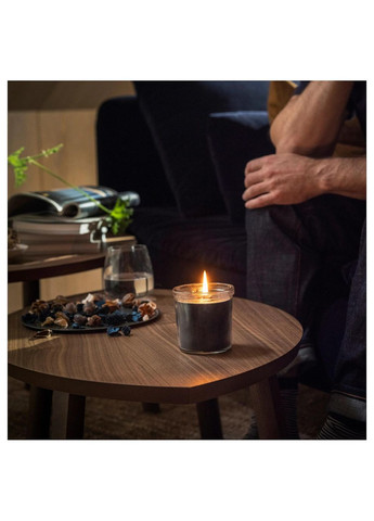 Ароматична свічка в склі ІКЕА FRUKTSKOG 20 годин чорний і бірюза (80555835) IKEA (284667269)