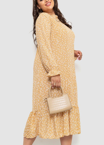 Бежева сукня шифонова з принтом, колір бежево-коричневий, Ager
