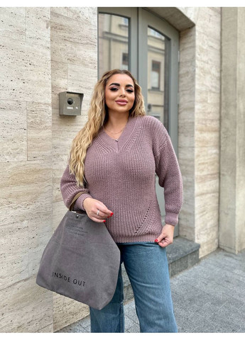 Базовый женский свитер пудрового цвета 34413 No Brand (358528701)