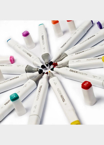 Набор маркеров двусторонние спиртовые 60 шт Smooth для скетчина+Подставка для маркеров бежевая Touch (344573557)