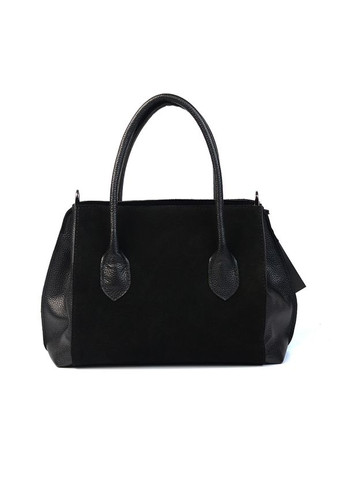 Замшевая кожаная женская черная сумка саквояж с ручками и длинным ремешком на плечо Serebro (315323194)