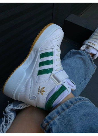 Серые демисезонные кроссовки мужские adidas forum white green high v2 адидас форум No Brand