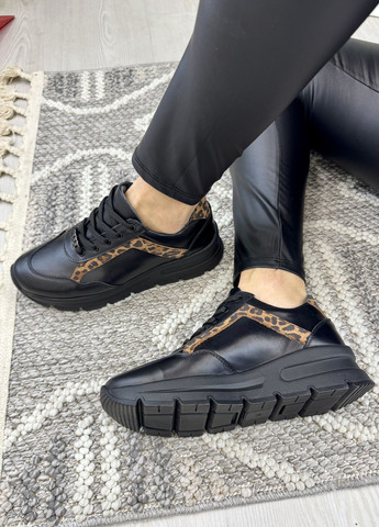 Кросівки жіночі шкіряні на шнурівці. Колір чорний, рудий леопард Vasha para СК-1243/6 чорний/леопард чорні демісезони (316323779)