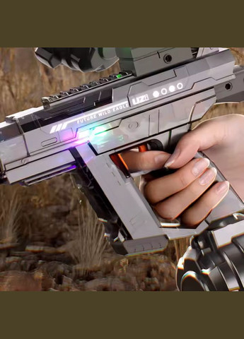 Електричний водний пістолет UZI, акумуляторний бластер із підсвічуванням, звуковими ефектами та прицілом, синій No Brand (346532798)