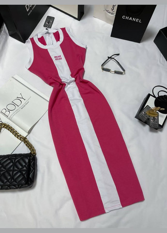 Розовое повседневный женское стильное платье - майка с разрезом футляр Україна с надписью