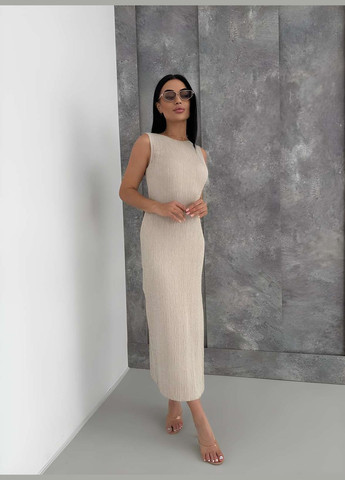 Жіноча літня трикотажна в'язана сукня сарафан із розрізом літо кавовий кавова мокко No Brand (341675977)