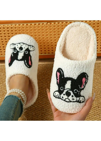 Домашні теплі капці собака бульдог з м'якою підошвою 24 см No Brand (364956551)