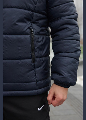 Синяя зимняя куртка зимняя с подкалдкой силиконизированный пух 200-й плотности No Brand