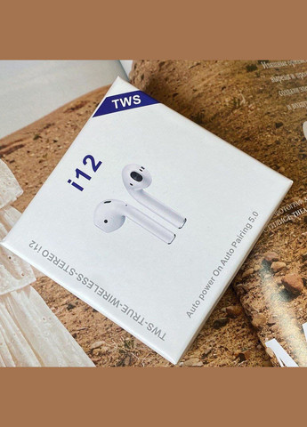 Бездротові навушники i12 tws білі сенсорні з мікрофоном глянцеві inpods No Brand (339092292)