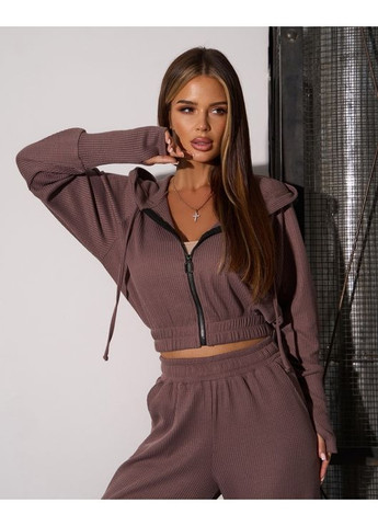 Фактурный костюм с короткой толстовкой на молнии ISSA PLUS (358071427)