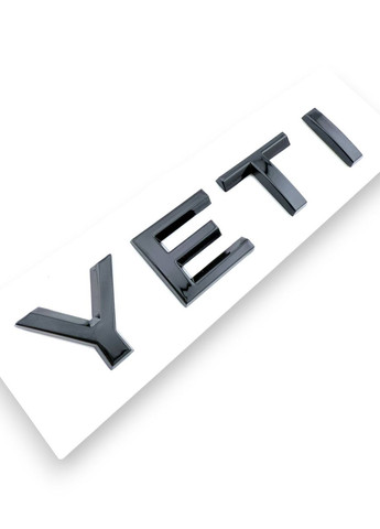 Эмблема наклейка на багажник Yeti шильдик Йетти Шкода 107/22 мм черный глянец Skoda (354698427)