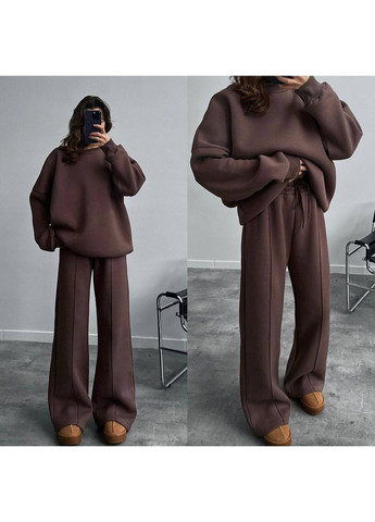 Жіночий теплий костюм OVERSIZE з тринитки на флісі No Brand (363023219)