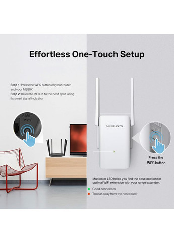 Розширювач покриття WiFi ME80X AX3000, 1хGE LAN Mercusys (360403781)