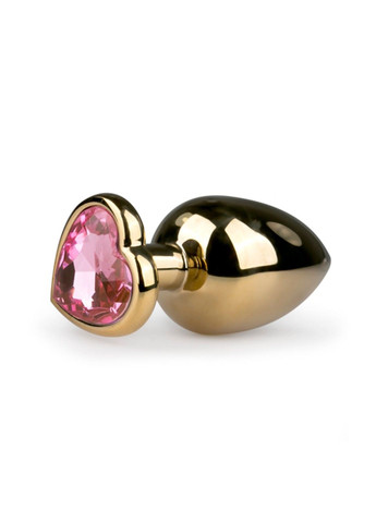 Анальная пробка с розовым кристаллом в форме сердца, золотая, 9.6 х 3.8 см EasyToys (290851088)