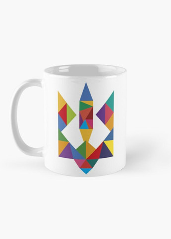 Чашка Керамическая Кружка с принтом Разноцветный Герб Украины Тризуб Белая 330 мл Orca (317320503)