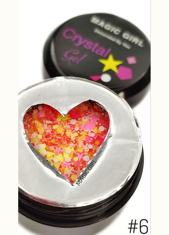 Гель для покрытия и дизайна ногтей Crystal желто-розовый микс #6 - 5мл Magic Girl (303635462)