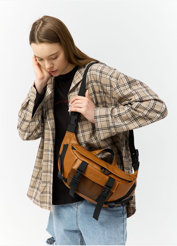 Кожаная женская поясная сумка бананка DynamicDart рыжая Sambag (322767143)