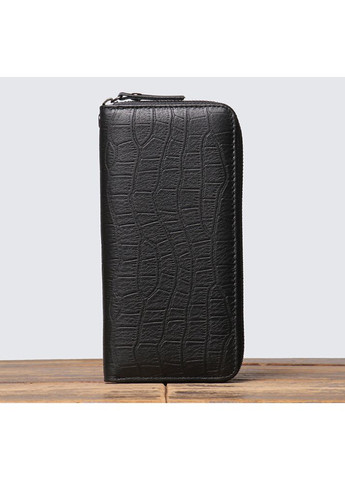 Мужской кожаный клатч-кошелек на молнии из натуральной кожи крокодила черный No Brand (351536917)