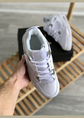Белые всесезонные кроссовки мужские и женские nike air jordan 4 retro pure money white | найк аир джордан 4 ретро пур мани белые No Brand