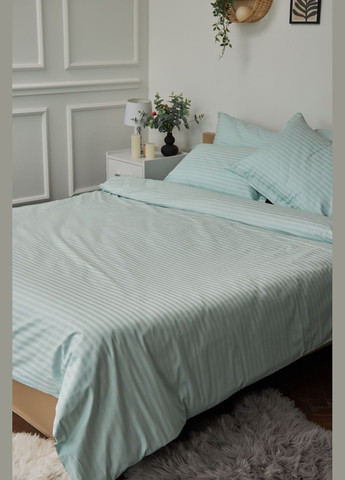 Комплект постельного белья полуторный евро 160х220 наволочки 4х50х70 Satin Stripe (MS-820000613) Moon&Star Stripe Mint (284416350)