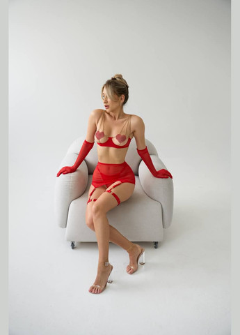 Червоний демісезонний спокусливий комплект з прикрасами Vakko