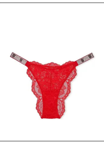 Трусики зі Стразами Shine Strap Lace Brazilian Panty Lipstick Victoria's Secret (317788485)