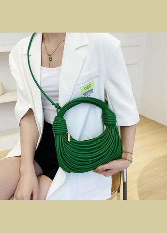 Жіноча сумка хобо багет 10405 через плече темно зелена No Brand (313235568)