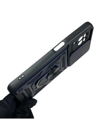 Чехол для Galaxy A22 (SM-A225) бронированный с кольцом со шторкой на самсунг а22 тёмно-синий rg1 Samsung (366231027)