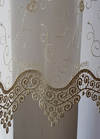 Комплект панельних фіранок Жакард карниз 200см бежевий (71_5к) Firanka Flowers (364502924)