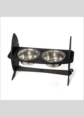 Кормушка для котів Скелет риби з регулюванням висоти Венге на 2 миски Cat Joy (301212360)