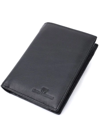 Чоловіче шкіряне портмоне для карток купюр та монет 22733 Чорне st leather (389870109)